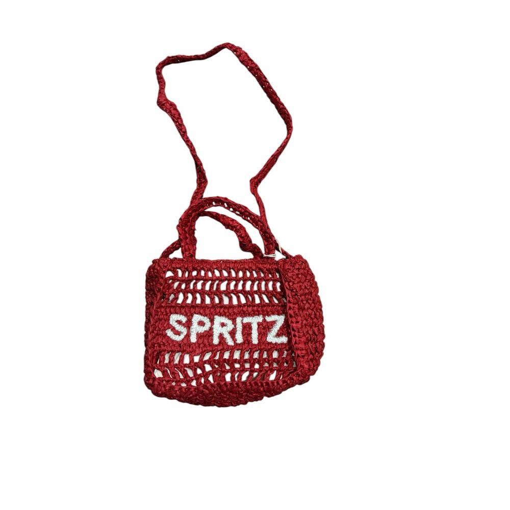 Universal Thread Spritz Woven Straw Red Shoulder Small Tote Purse